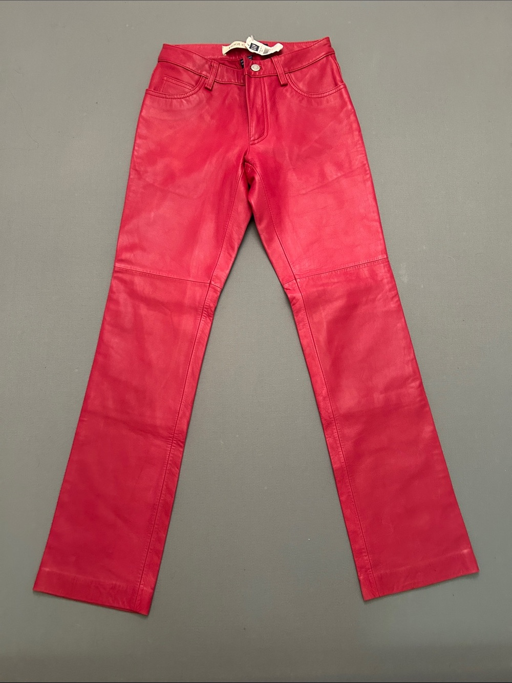 New w/defects GAP Vintage Circa 2000 Leather Bootcut Jeans - Bright‎ Pink